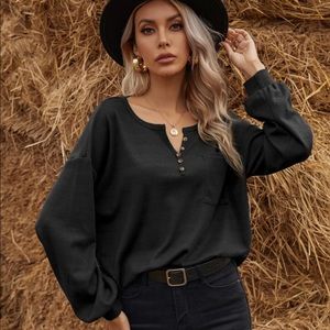 🔥2for$25🔥Notched waffle long sleeve tee